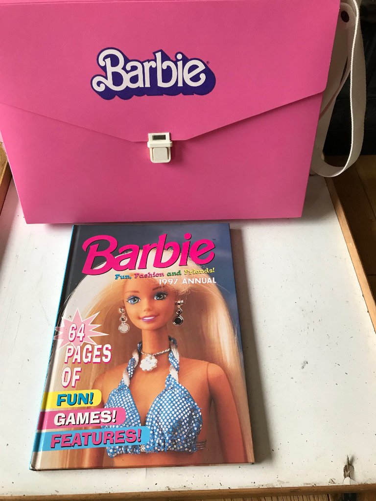 Vintage Barbie Annual 1997 and Barbie carry case