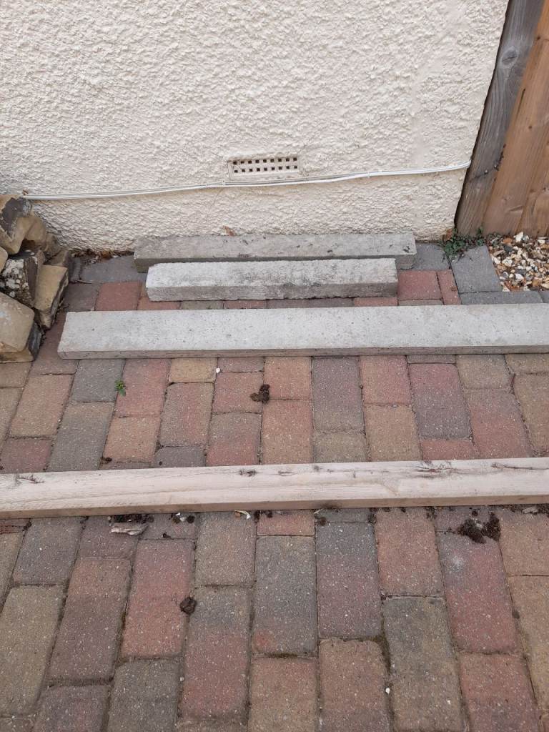 Concrete Edging Slabs and Timber – Good Condition