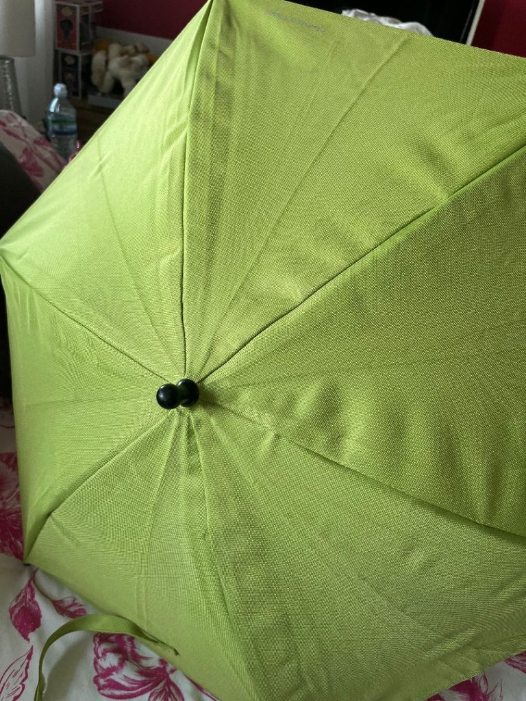 Green pram parasol