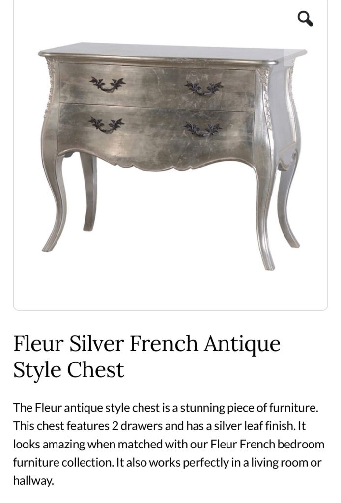 Silver leaf bombe style two drawer chest 