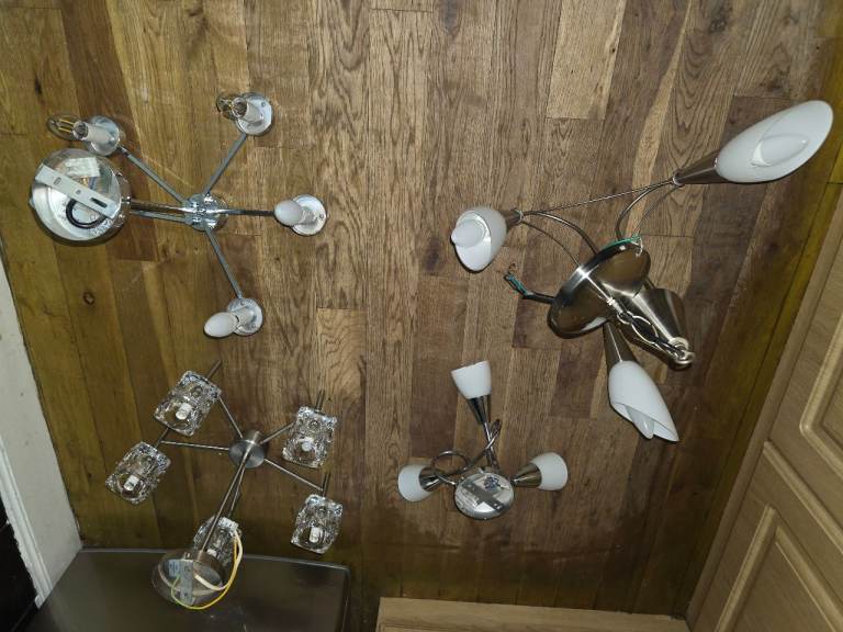 X4 Modern Chrome Ceiling Lights – Good Condition (read description please)