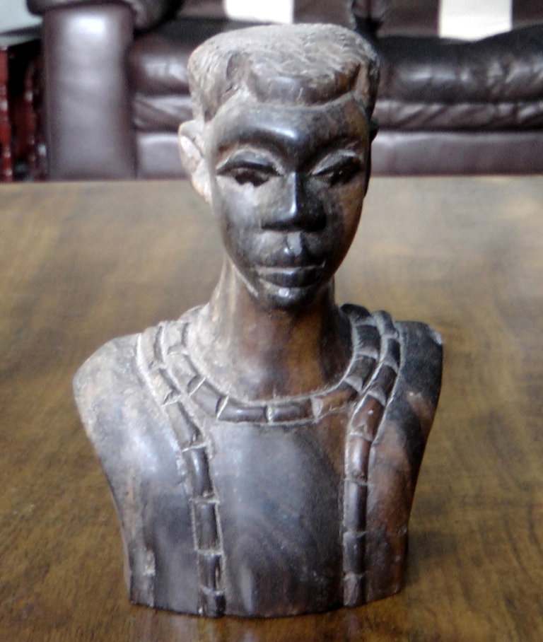 3 Vintage African Solid Hardwood Figure Busts - 2 Male (16cm) & 1 Female (18cm)