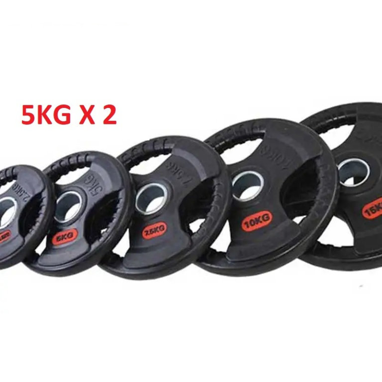 5kg x 2 Tri-Grip Olympic 2inch Weight Plates Rubber Coated