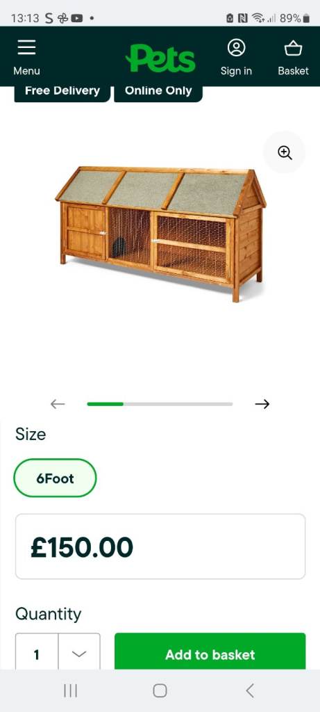 Rabbit 6ft hutch