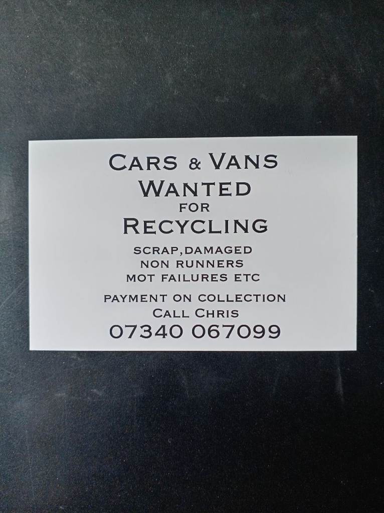 Cars and Vans Wanted for Recycling