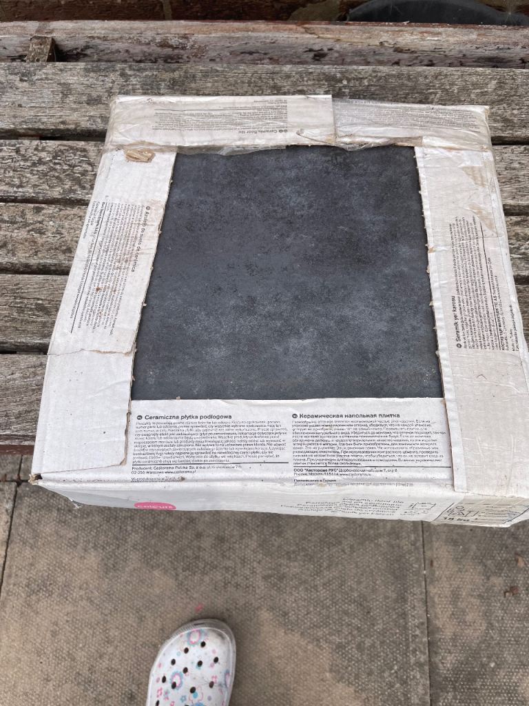 Dark grey ceramic floor tiles
