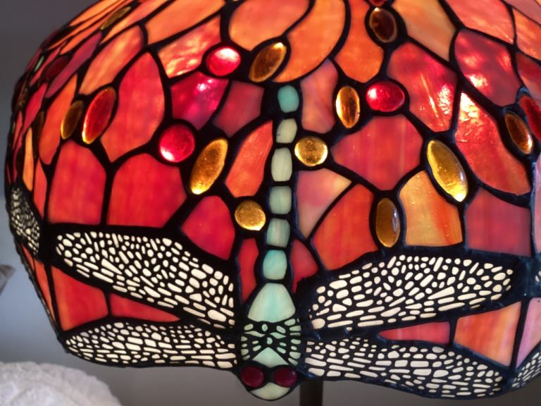 Stained Glass Tiffany Style Lamp & Stand – Dragonfly Design
