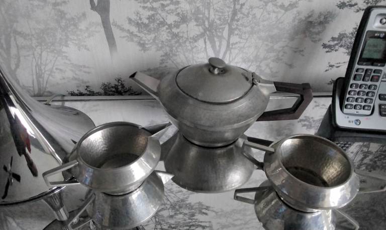 Art deco tea pot sugar and milk set damaged 