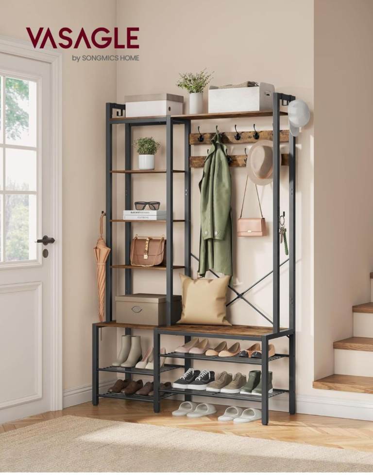 Hall tree with bench and shoe rack