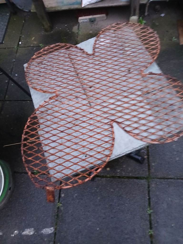 Garden Patio Table with Metal Grills and Slate Top