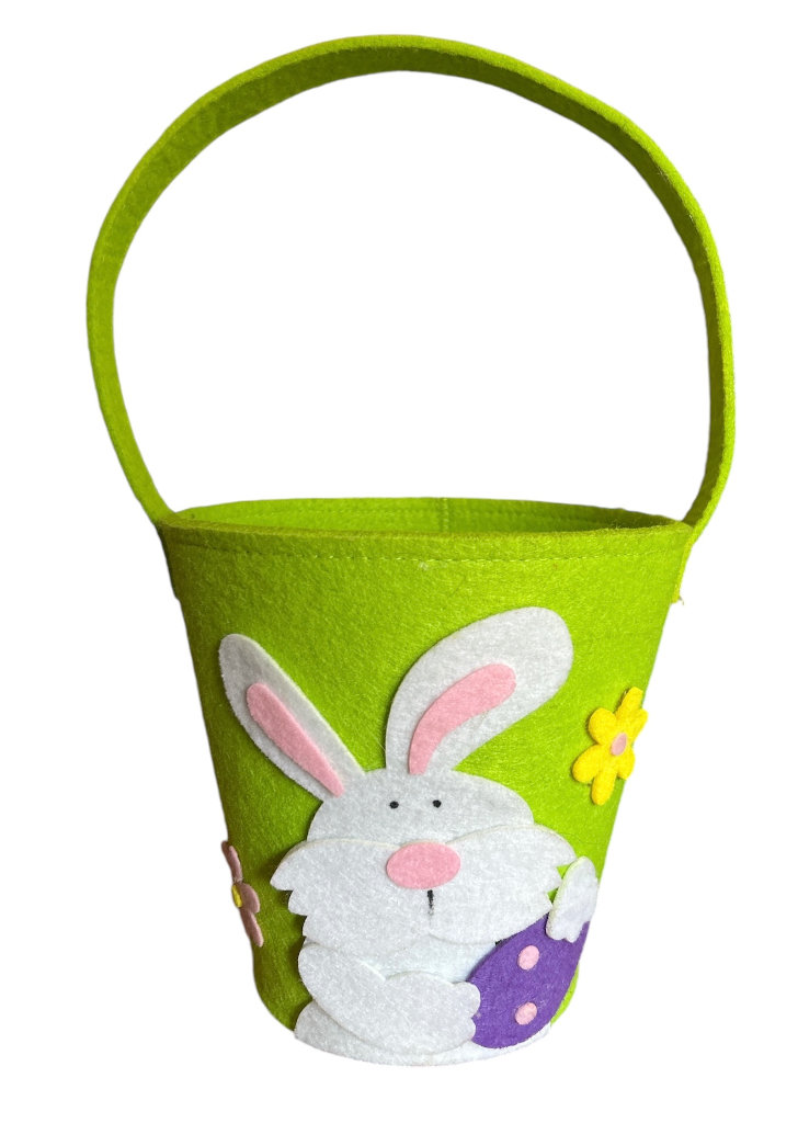 Felt Lime Green Easter Egg Bunny Basket Felt Flowers Egg Basket 13” / 33cm