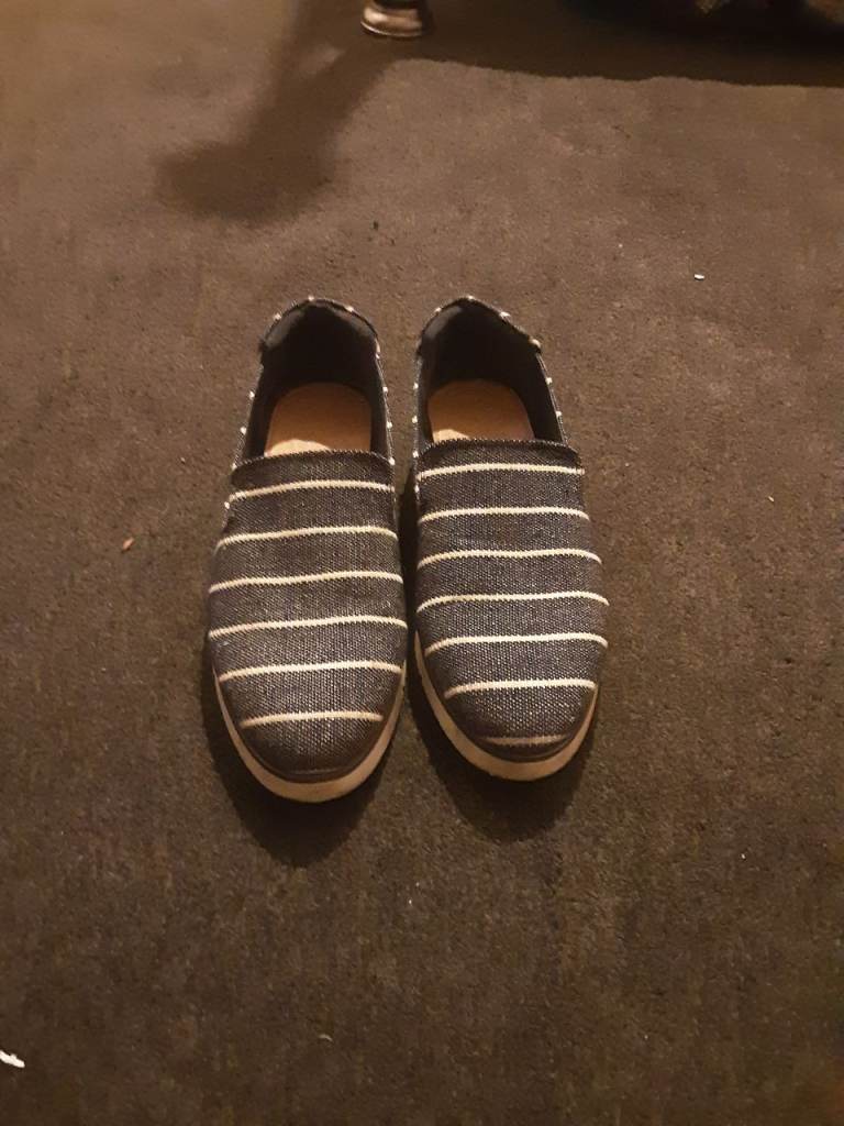 Women's Striped Canvas Flats – Black and White, Good Condition