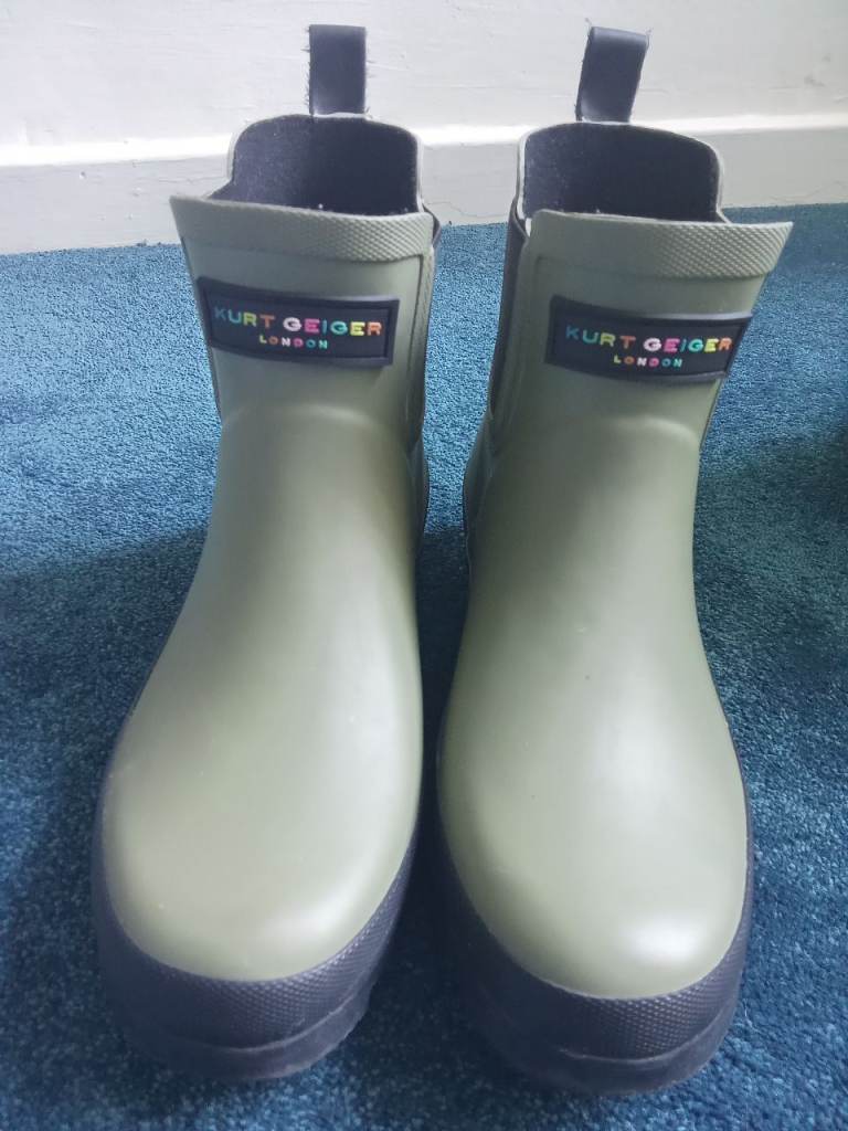 KURT GEIGER LONDON Ladies Green Ankle Wellies, Size EU 39 / UK 6