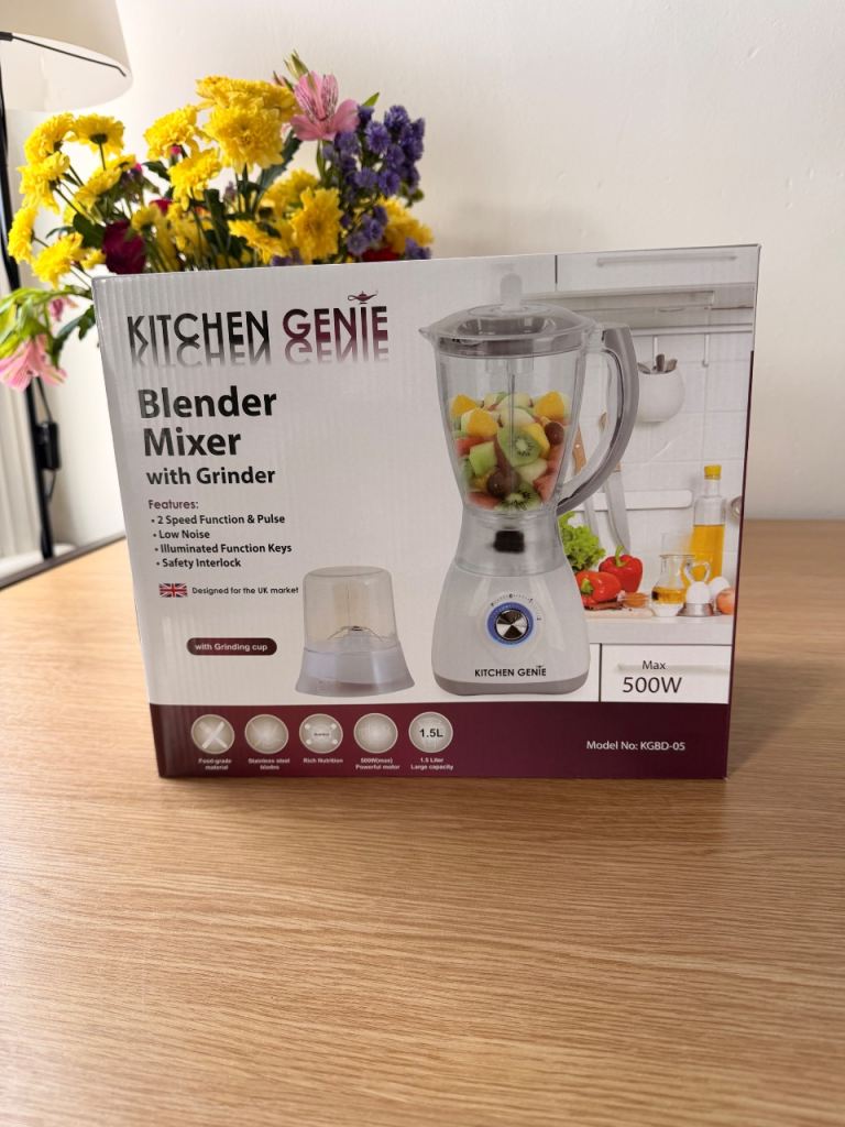 Kitchen Genie 500W Blender Mixer – 1.5L with Grinding Cup