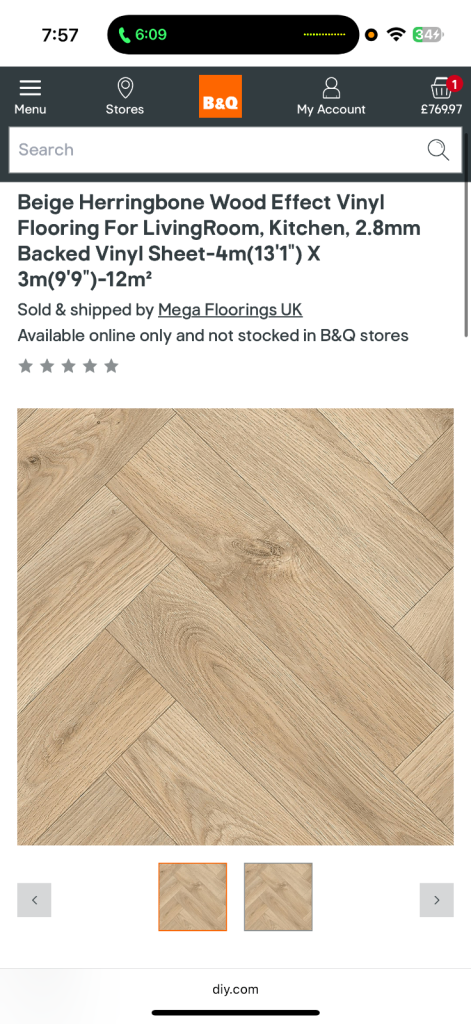 Beige Herringbone Wood Effect , Kitchen, 2.8mm Backed Vinyl Sheet
