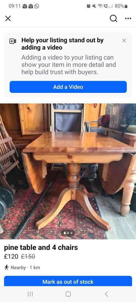 ercol table and 4 chairs