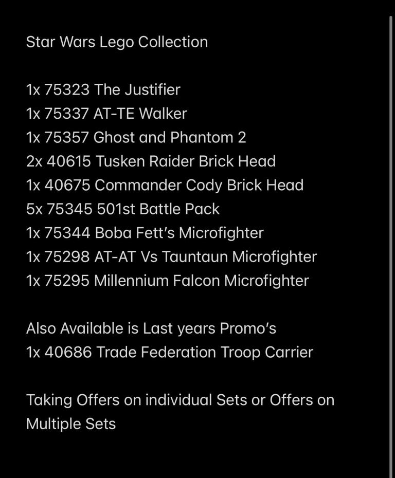 STAR WARS LEGO COLLECTION 