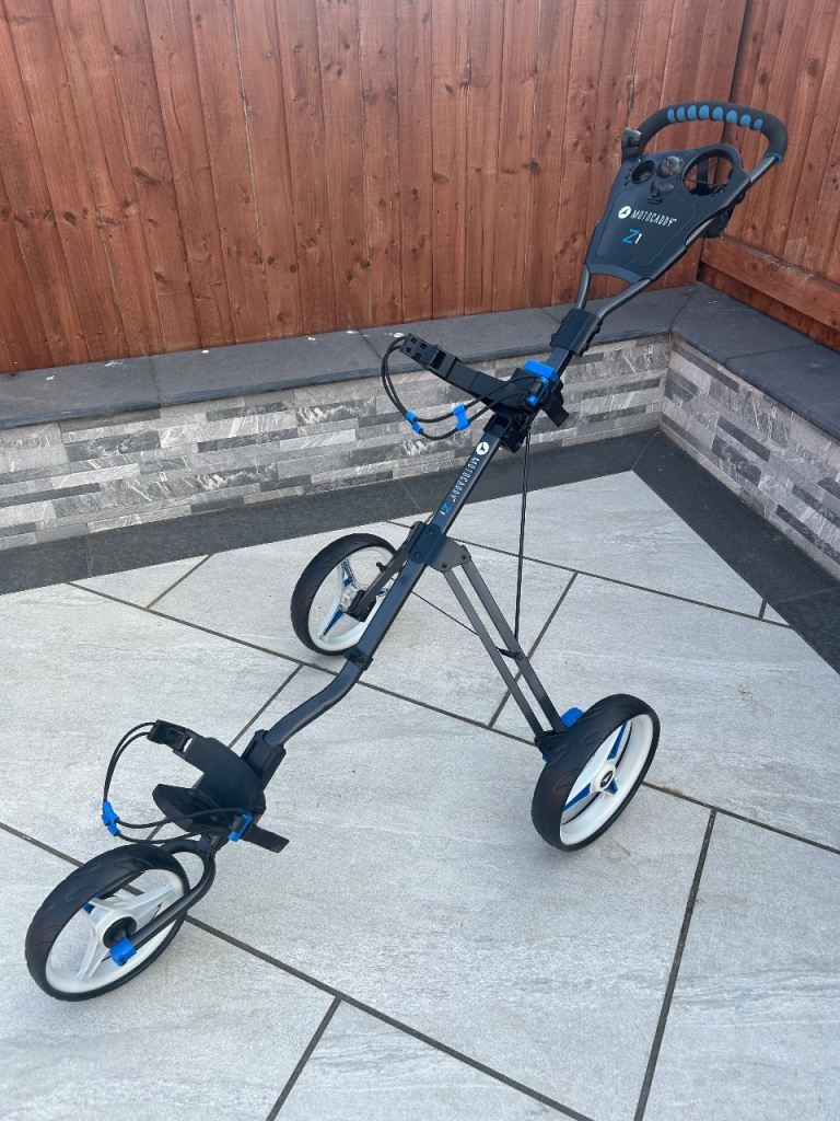 * SOLD * MOTOCADDY Z1 PUSH GOLF TROLLEY. Graphite / Blue.   *** AS NEW ***