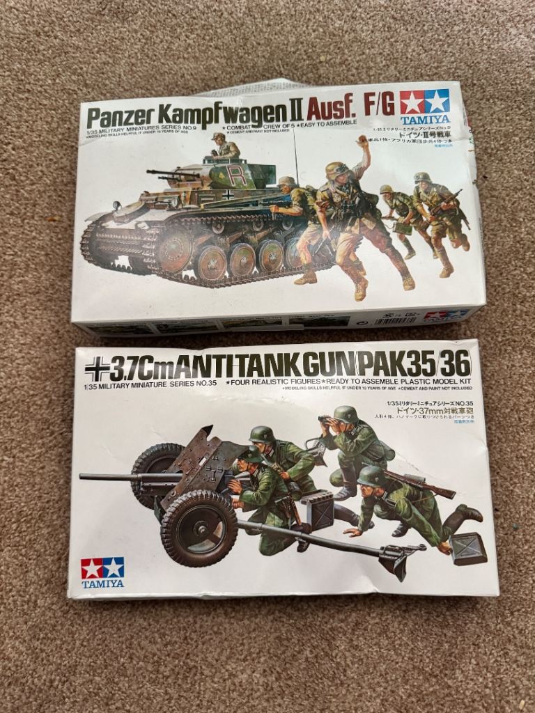 Tamiya Panzer Kampfwagen II & Anti Tank Gun Model Kits - New