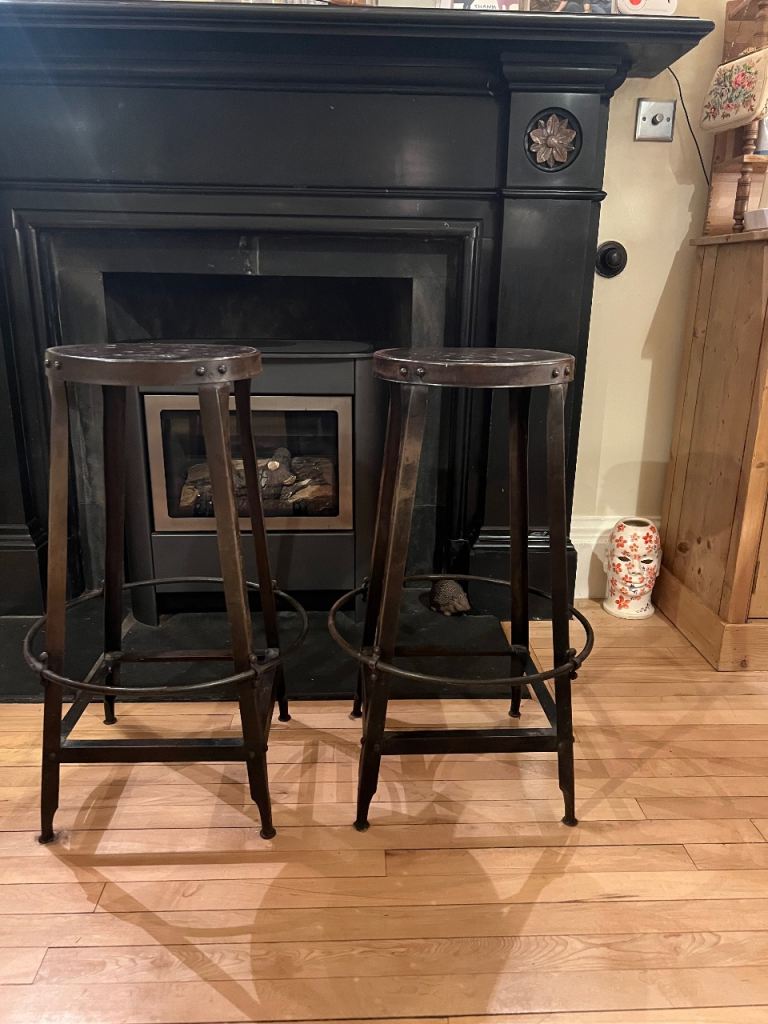 2 x Industrial style bar stools 