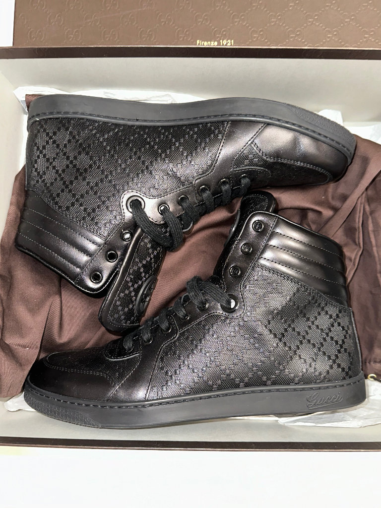 GUCCI HILARY LUX DIAMANTE NERO DESIGNER HITOP SNEAKERS SIZE 7