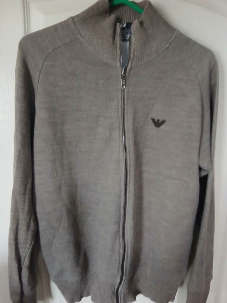 Emporio Armani zipped Men's Brown Cardigan with Zip - Good Condition