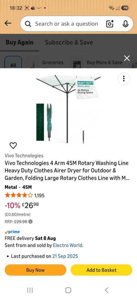 Little used rotary washing line. 