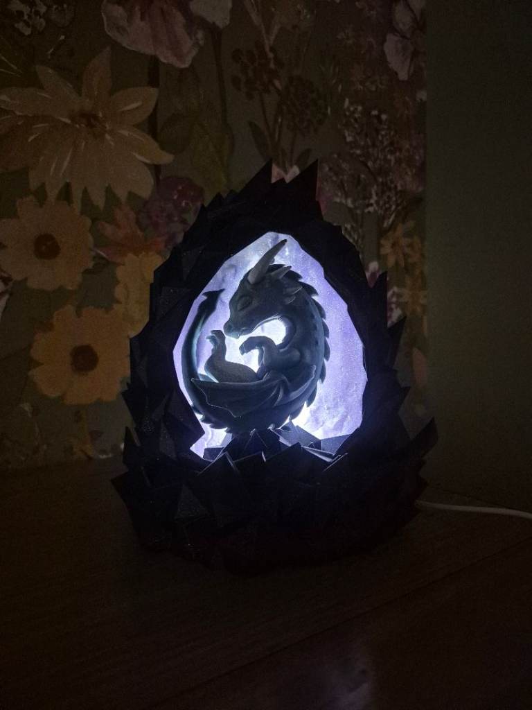 3D Printed Dragon Egg Lamp | Fantasy Dragon Night Light | USB Powered | Handmade by Jevs3DPrints