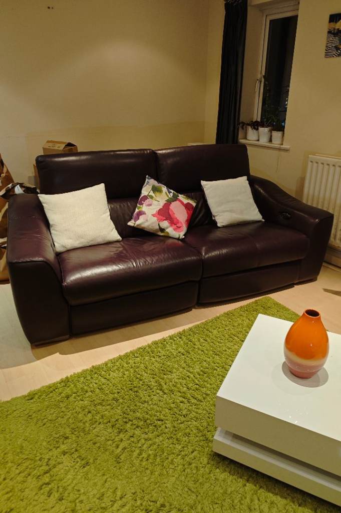 Furniture Village Elixir 3 seater Nappa leather Electric Recliner Sofa and matching Arm Chair