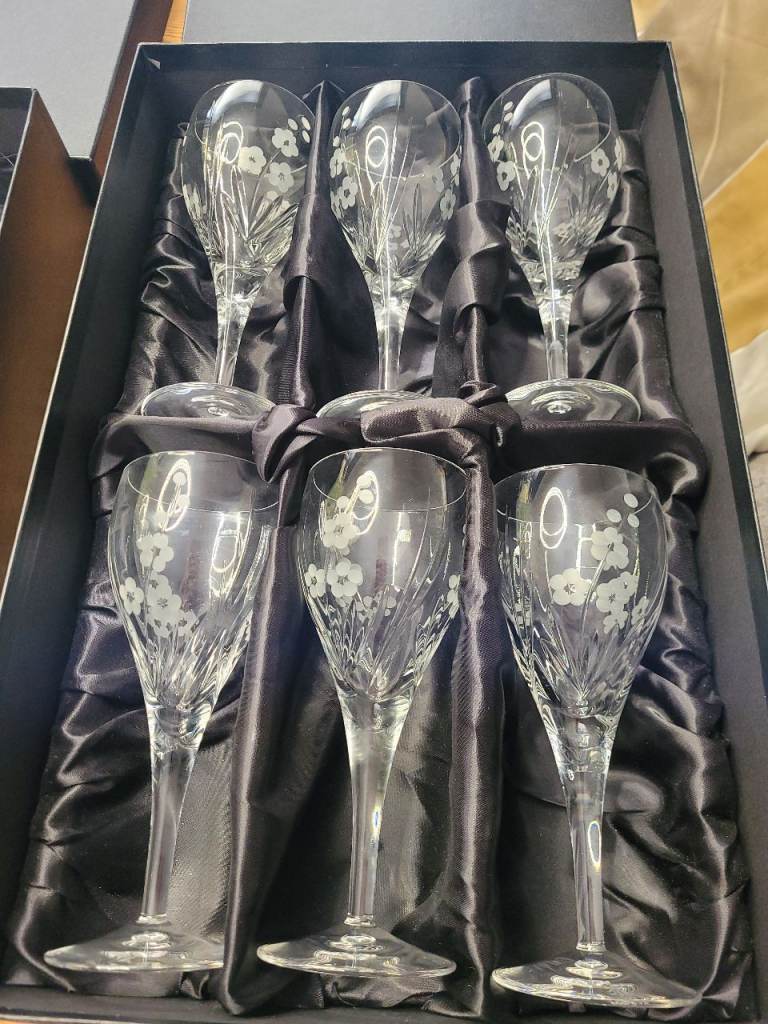 Royal Doulton Chelsea etched floral glasses