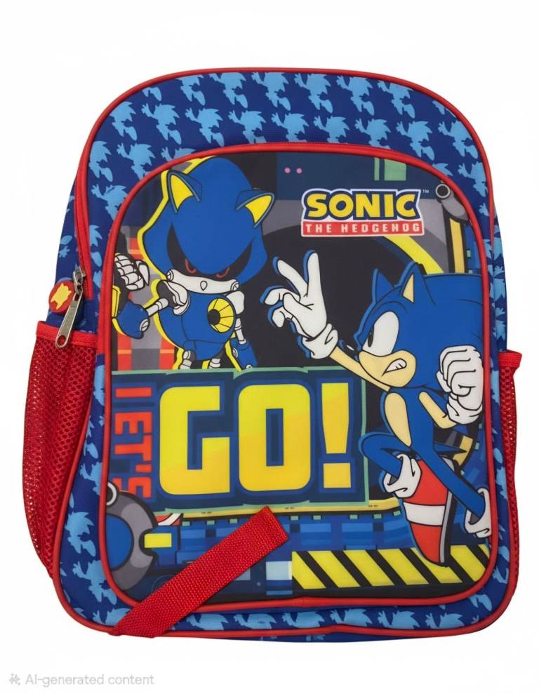 New Sonic The Hedgehog Kids Backpack – Blue & Red