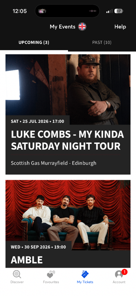 Luke Combs Saturday 25th July 3 x seated tickets Edinburgh