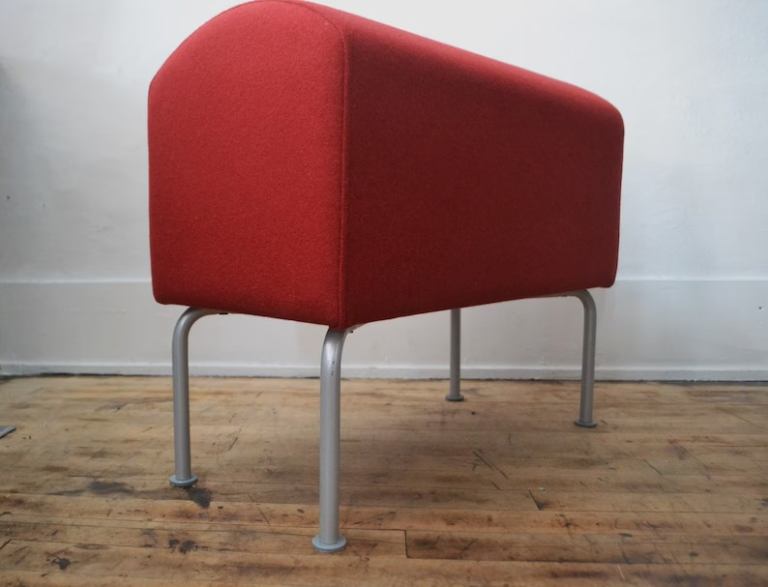image for IKEA Pastill Wool Ottoman/ Postmodern Bench/ Vintage Ikea Upholstered