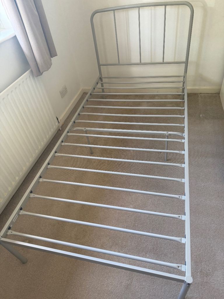 Grey Metal Single Bed Frame - Excellent Condition