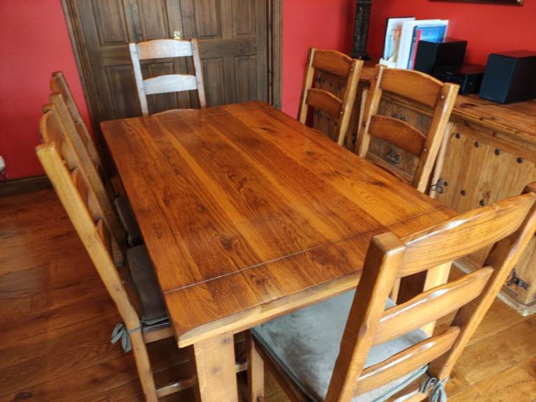 Oak dining table and chairs