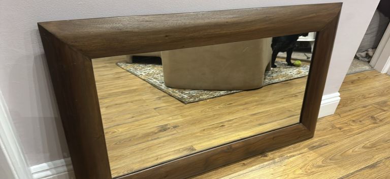 Dark mahogany portrait landscape wooden mirror