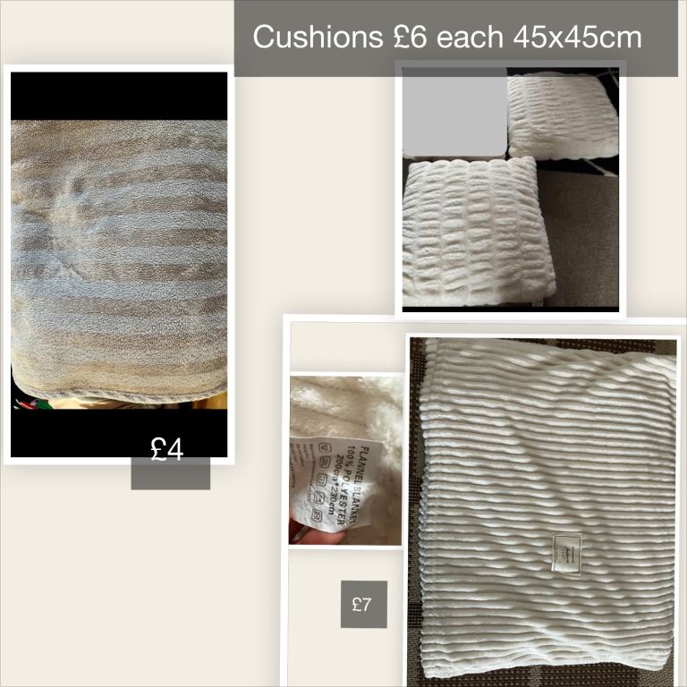 2 cushions and throws