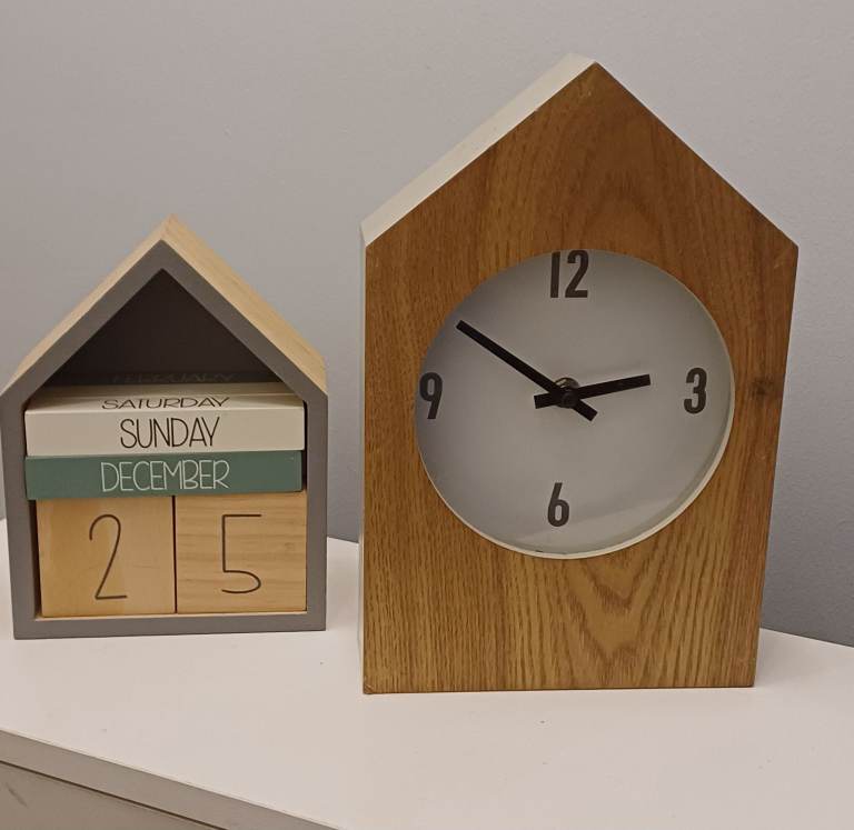 House,home clock and matching  Home, house date block