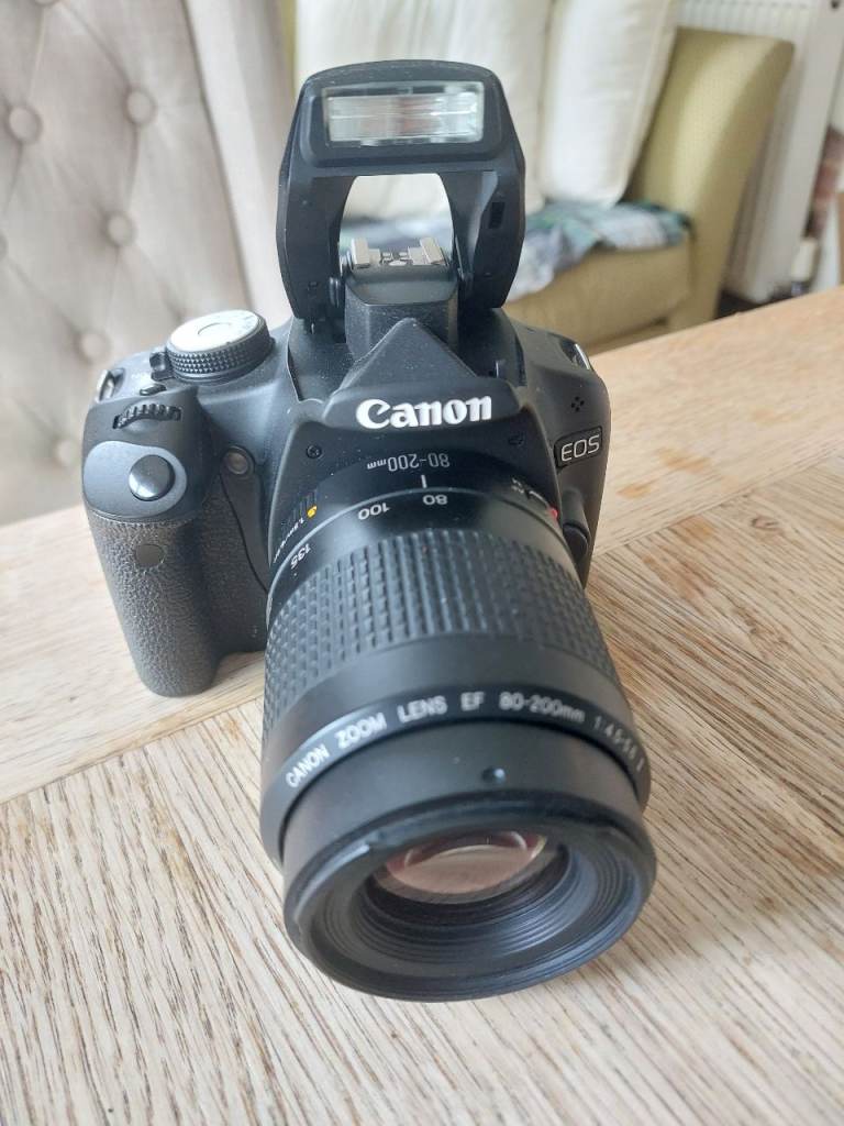 Boxed Cannon EOS 500d with lenses and carry bag and camera stabilizer