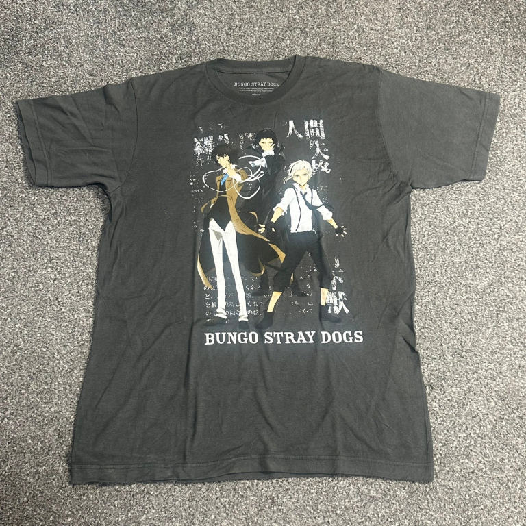 Bungo Stray Dogs Anime Graphic T-Shirt Charcoal Grey Dazai Atsushi