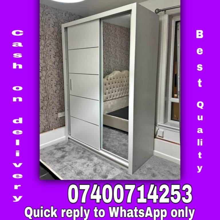 Stylish Sliding Wardrobe – 2/3 Door Options, 4 Colors