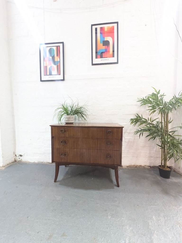 Mid Century Walnut Chest of Drawers by Meredew