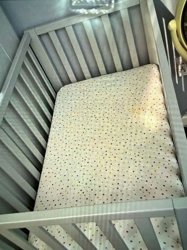 Mamas & Papas Grey Wooden Cot Bed with Mattress, Good Condition