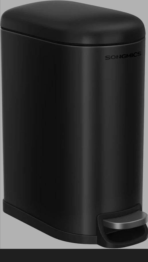 A new (slight seconds)still boxed  blsck metal Bathroom Bin, 10L Small Bin 