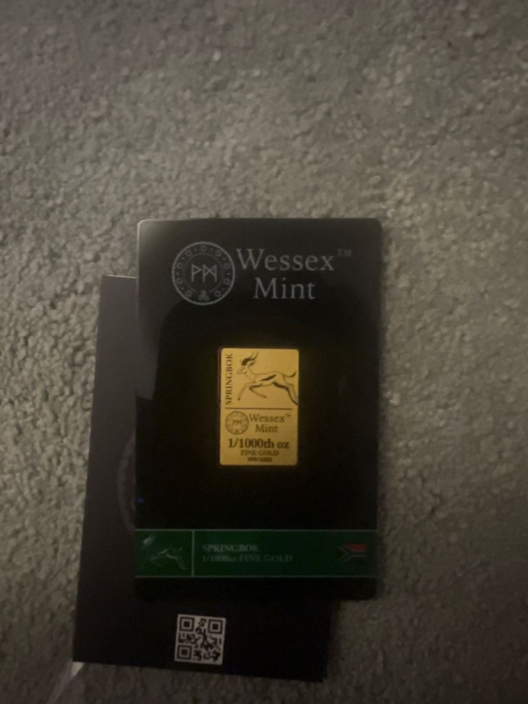 Wessex Mint Gold Bar 1/1000th oz - New