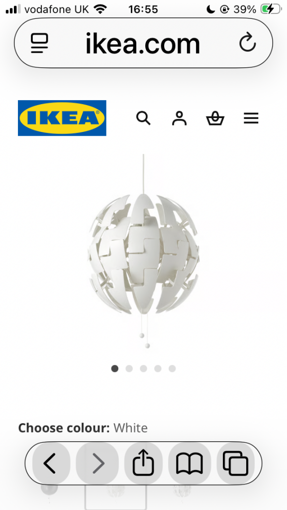 White Ikea pendant ceiling light