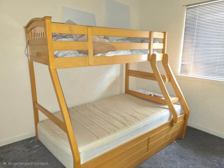 Double bed with single bunk on top