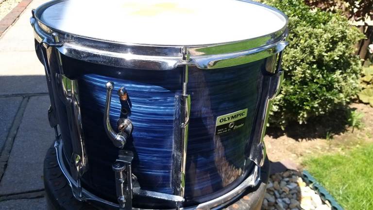 Olympic by Premier 14 x 9.5 Marching snare drum - Leicester - 1960s -Blue Silk Pearl