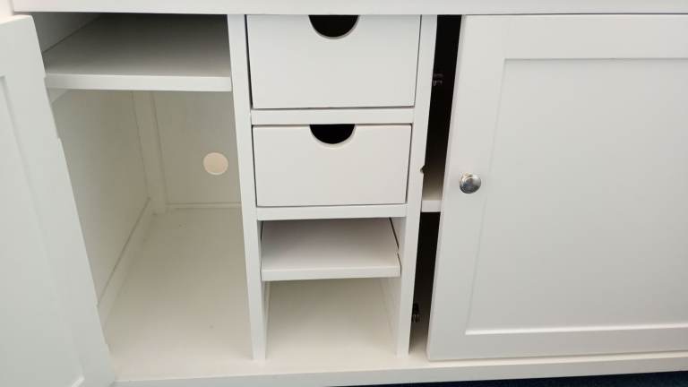 White painted solid wood computer desk 