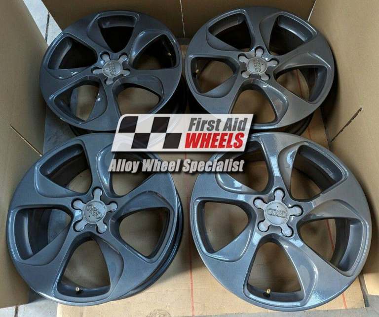 AUDI A3 S3 8V SET 4X 18'' GENUINE 5 SPOKE GLOSS ANTRHACITE GREY ALLOY WHEELS S601AA4